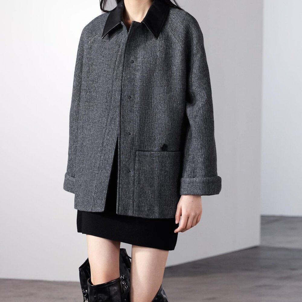 Zara LEATHER COLLAR COAT ZW COLLECTION